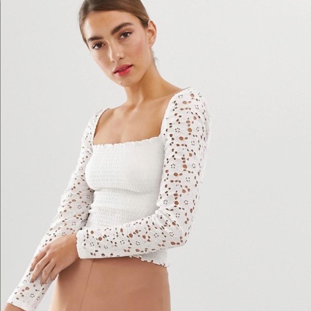 NWT ASOS White Square Neck Top